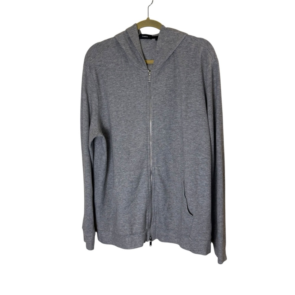 Theory Gray Cotton Men's Blokecore Waffle Knit Hoodie Sweater sz XXL